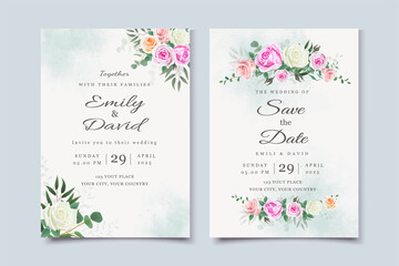 Obraz na płótnie Canvas Wedding Invitation Card with Beautiful Floral