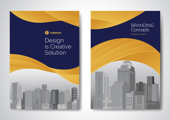 Template vector design for Brochure, AnnualReport, Magazine, Poster, Corporate Presentation, Portfolio, Flyer, infographic, layout modern with Orange color size A4, Front and back, Easy to use.	