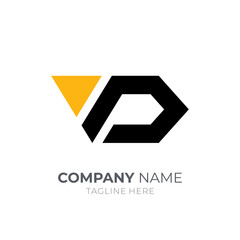 Letter VD or DV monogram logo template with arrow shape in flat concept