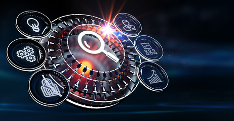 Search button. Searching Browsing internet data information networking concept. Just push the button. © photon_photo