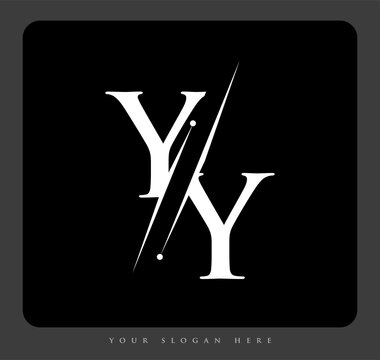 initial logo letter YY for company name black and white color and slash design. vector logotype for business and company identity.