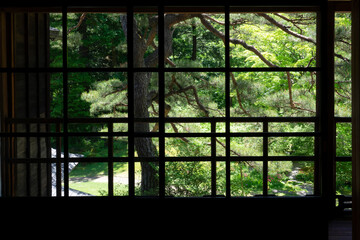 View from a window, Tamozawa Imperial Villa, Nikko, Japan