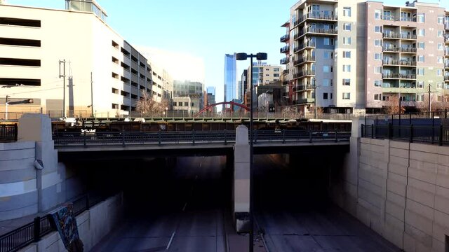 View of Denver downtown from a 15th Street overpass