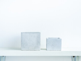 Concrete pot cubic shape or geometric cement planter for cactus and succulent plants.