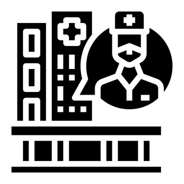 Stay By Hospital Icon For Webpage, Application, Card, Printing, Social Media, Posts Etc.