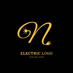 Initial letter N, Electricity Logo and icon Vector design Template. Power Energy Logo Design Element for company and business.