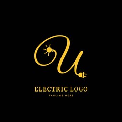 Initial letter U, Electricity Logo and icon Vector design Template. Power Energy Logo Design Element for company and business.