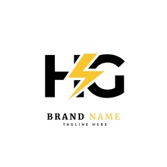 Initial letter HG, Electricity Logo and icon Vector design Template. Power Energy Logo Design Element for company and business.