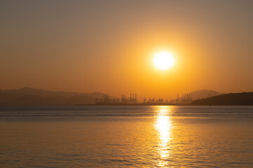 Sunset scenery by the sea