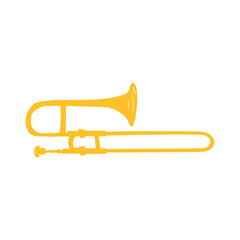 Hand drawn style vector illustraction of musical instrument -trombone