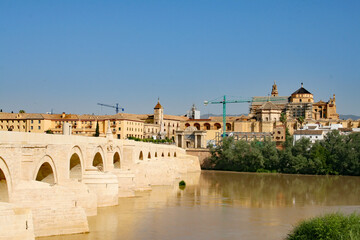 Fototapeta na wymiar Roman Bridge of Córdoba and Mezquita-Catedral de Córdoba in Cordoba, Spain