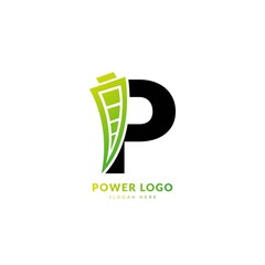 Letter P. Logo design for energy. Battery logo design element fit for company and busines