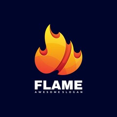 Vector Logo Illustration Flame Gradient Colorful Style.