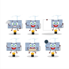 Cartoon character of roll paint brush with various chef emoticons