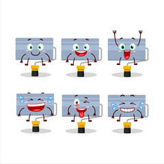 Cartoon character of roll paint brush with smile expression