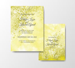 Beautiful wedding card watercolor with splash