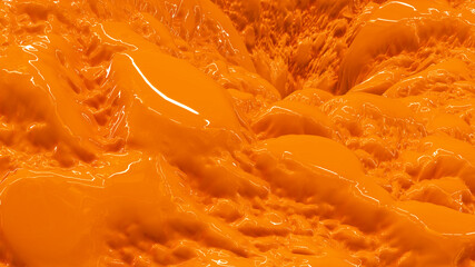closeup of orange flowing liquid, 3D render