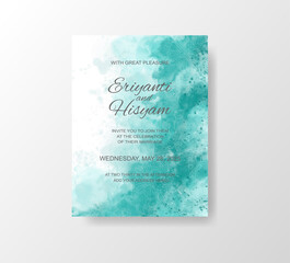 Beautiful wedding card watercolor with splash