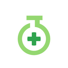 Obraz premium Medical lab logo icon design, laboratory symbol vector, line art style