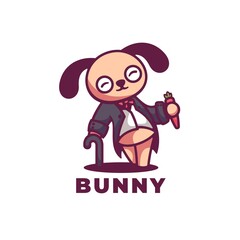 Vector Logo Illustration Bunny Mascot Cartoon Style.