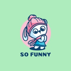 Vector Logo Illustration So Funny Mascot Cartoon Style.