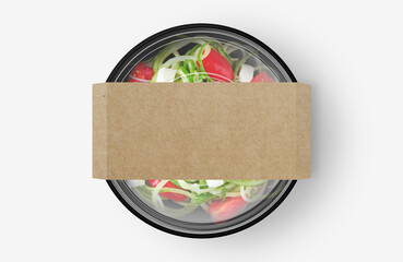 Cheese Salad Food Container With Cover Sticker Mockup