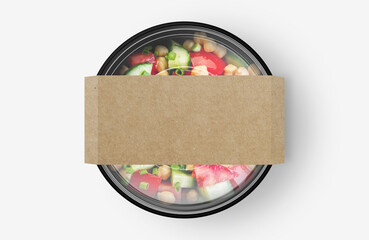 Mix Salad Food Container With Cover Sticker Mockup