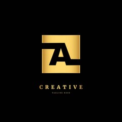 Fototapeta premium A logo. Initial letter A with gold color. Luxury slice logo design concept, fit for company and business.