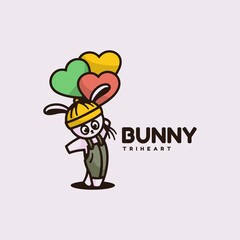 Vector Logo Illustration Bunny Mascot Cartoon Style.