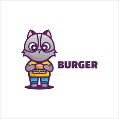 Vector Logo Illustration Burger Mascot Cartoon Style.
