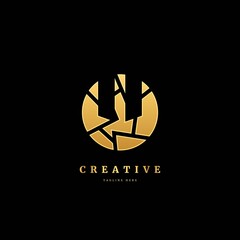 W logo. Initial letter W with mosaic circle. Luxury slice logo design concept, fit for company and business.