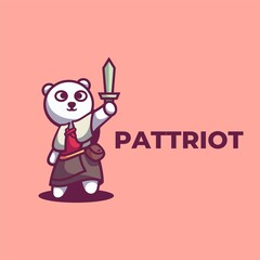 Vector Logo Illustration Patriot Mascot Cartoon Style.