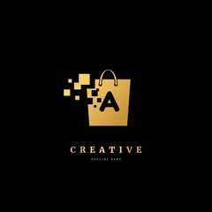 Initial letter A. logo shopping bag concept for business, packaging, product delivery, store, ect.