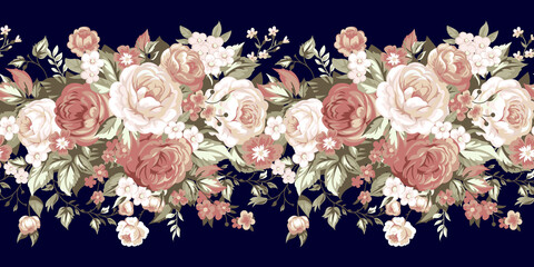 Seamless floral border with © Maria