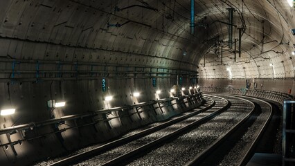 subway tunnel - obrazy, fototapety, plakaty