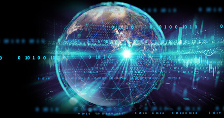 3d rendering of earth futuristic technology