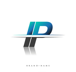 IP initial logo company name colored black and blue, Simple and Modern Logo Design.