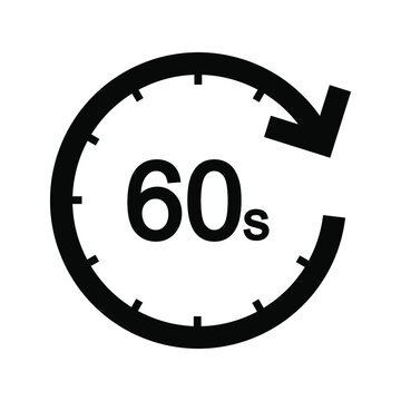 timer 60 second icon. clock sign. vector illustration