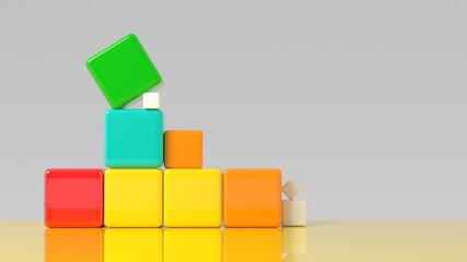 Naklejka premium Build your future life by stacking hexahedral blocks.
