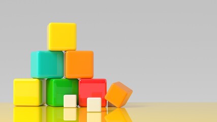 Obraz premium Build your future life by stacking hexahedral blocks.