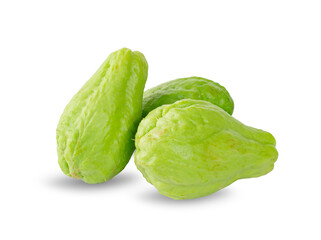 fresh chayote isolated on white background