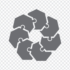 Simple icon polygonal puzzles in gray. Simple icon heptagon puzzle of the seven elements on transparent background for your web site design, app, UI. EPS10.