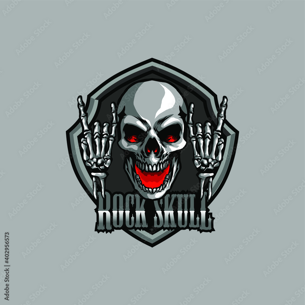 Wall mural Rock n roll skull mascot logo, for your esports team