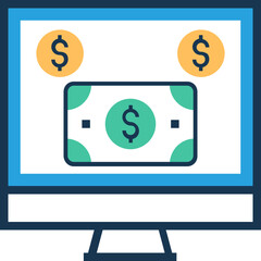 E Banking Flat and Line Icon
