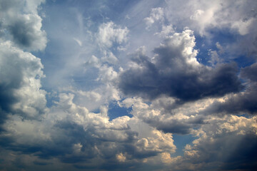 Fototapeta na wymiar fluffy clouds and clouds in the blue sky