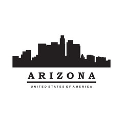 Fototapeta premium Arizona Skyline Silhouette Vector , Usa Skyscraper Logo