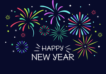 Happy new year with colorful background with fireworks	