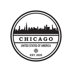 Chicago Skyline Silhouette Logo , Usa Skyscraper Logo