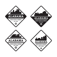 a set alabama skyline silhouette logo