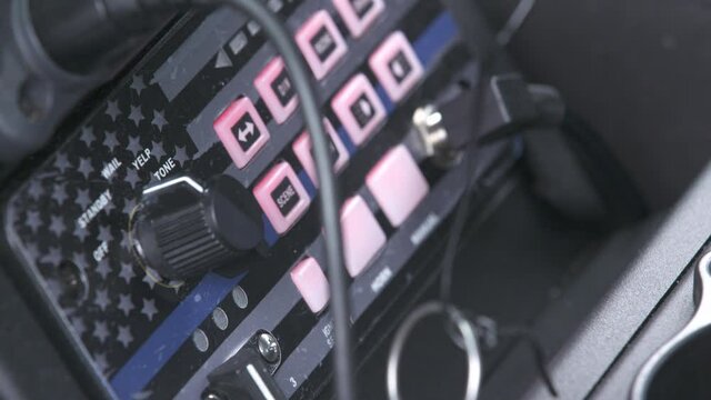 Police Car Radio Transmitter Close Up 4K